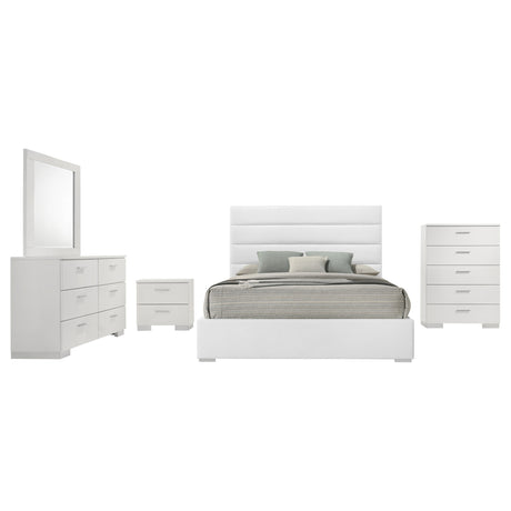 Felicity White High Gloss 5-Piece California King Bedroom Set by Coaster at Eve Furniture