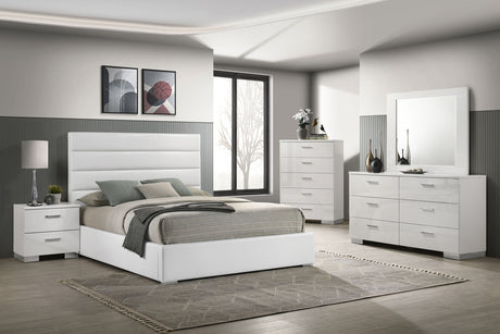 Felicity White High Gloss 5-Piece California King Bedroom Set by Coaster at Eve Furniture