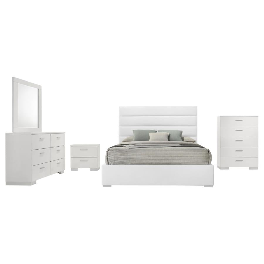 Felicity White High Gloss 5-Piece Eastern King Bedroom Set by Coaster at Eve Furniture