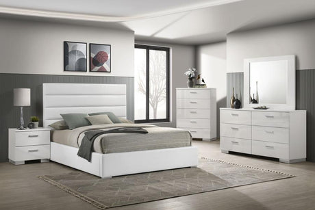 Felicity White High Gloss 5-Piece Eastern King Bedroom Set by Coaster at Eve Furniture