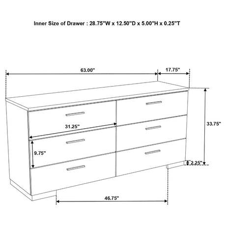 Felicity White High Gloss 5-Piece Twin Bedroom Set by Coaster at Eve Furniture