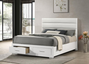 Felicity White High Gloss Eastern King Storage Bed by Coaster at Eve Furniture