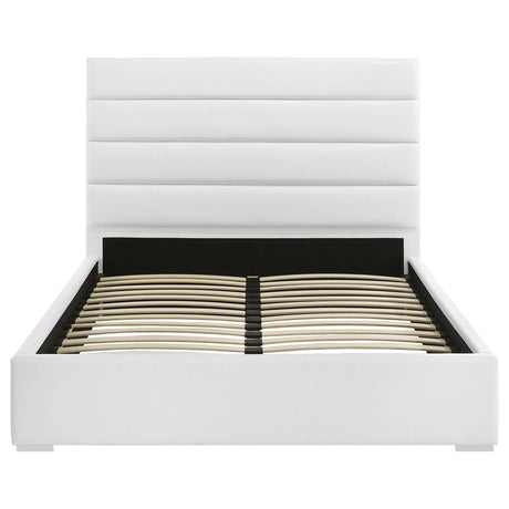 Felicity White Upholstered Eastern King Platform Bed by Coaster at Eve Furniture