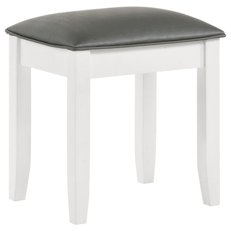 Felicity Metallic/Glossy White Upholstered Vanity Stool by Coaster at Eve Furniture