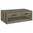 Felix 2-drawer Rectangular Engineered Wood Coffee Table Grey Driftwood by Coaster at Eve Furniture