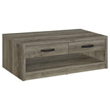 Felix 2-drawer Rectangular Engineered Wood Coffee Table Grey Driftwood by Coaster at Eve Furniture