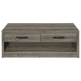 Felix 2-drawer Rectangular Engineered Wood Coffee Table Grey Driftwood by Coaster at Eve Furniture