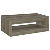 Felix 2-drawer Rectangular Engineered Wood Coffee Table Grey Driftwood by Coaster at Eve Furniture
