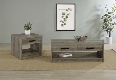 Felix Gray Driftwood 1-drawer Square Engineered Wood End Table by Coaster at Eve Furniture