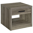 Felix Gray Driftwood 1-drawer Square Engineered Wood End Table by Coaster at Eve Furniture