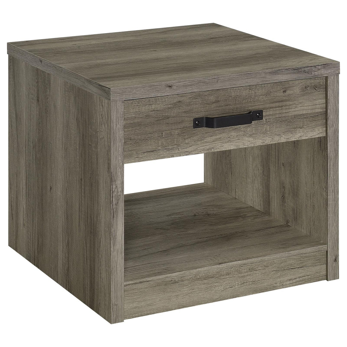 Felix Gray Driftwood 1-drawer Square Engineered Wood End Table by Coaster at Eve Furniture