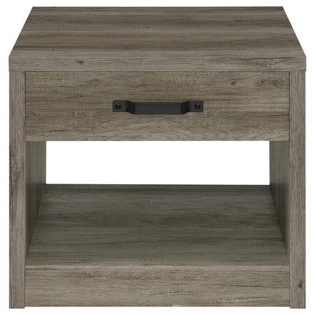 Felix Gray Driftwood 1-drawer Square Engineered Wood End Table by Coaster at Eve Furniture