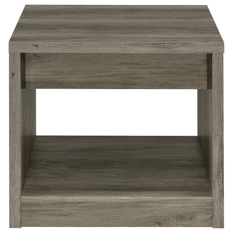 Felix Gray Driftwood 1-drawer Square Engineered Wood End Table by Coaster at Eve Furniture