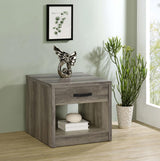Felix Gray Driftwood 1-drawer Square Engineered Wood End Table by Coaster at Eve Furniture