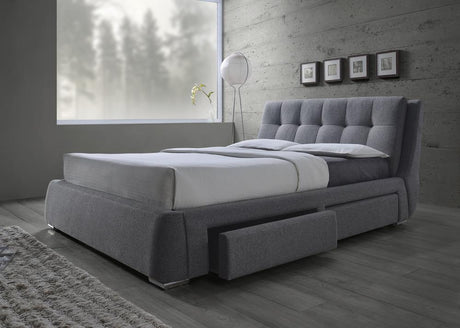 Fenbrook California King Tufted Upholstered Storage Bed Gray