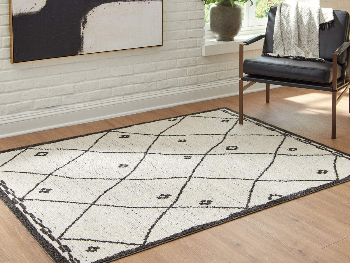 Fenriston Cream/Black Medium Rug by Ashley at Eve Furniture