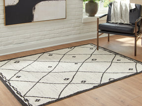 Fenriston Cream/Black Medium Rug by Ashley at Eve Furniture