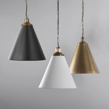 Fenton Black W/Antiqued Gold Accents Pendant Light by Mercana at Eve Furniture
