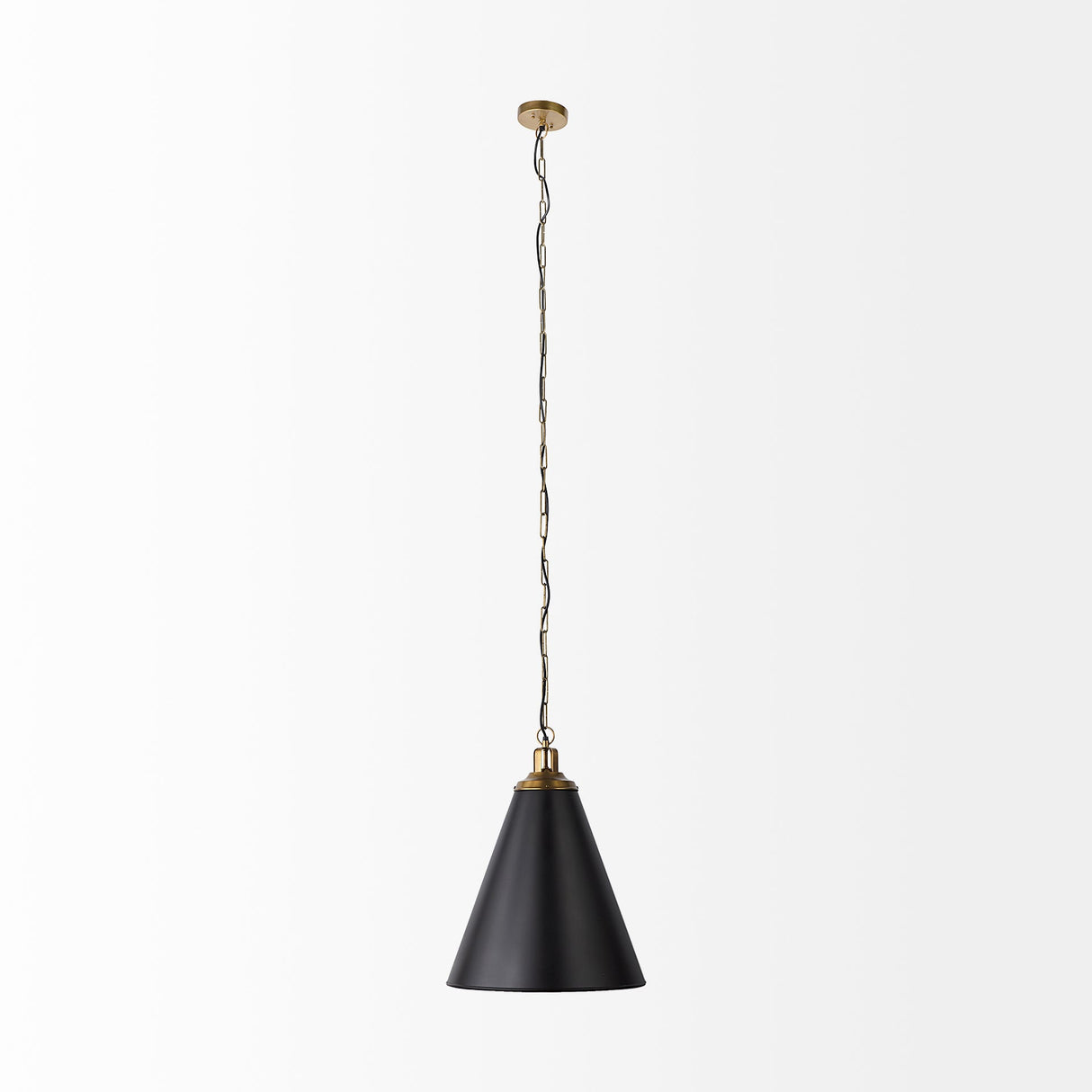 Fenton Black W/Antiqued Gold Accents Pendant Light by Mercana at Eve Furniture