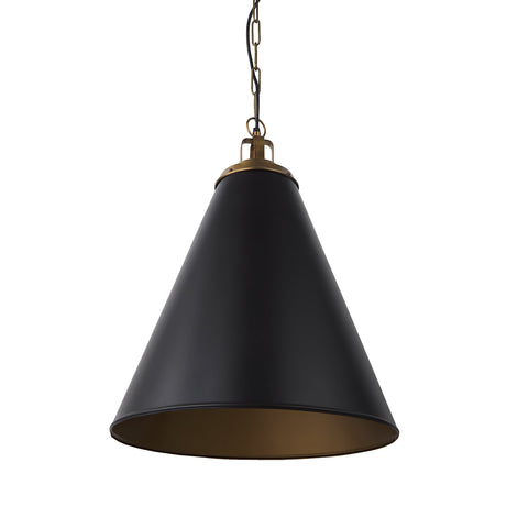 Fenton Black W/Antiqued Gold Accents Pendant Light by Mercana at Eve Furniture