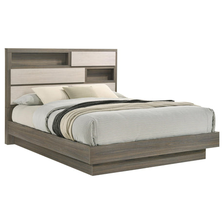 Fenwick Eastern King Bed Bookcase Headboard Grey Oak