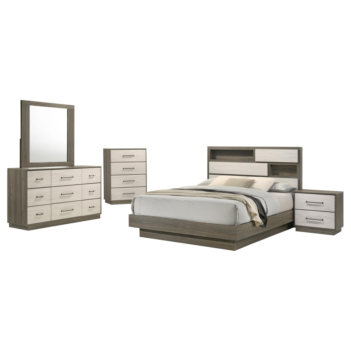 Fenwick Grey Oak 5-Piece Queen Bedroom Set by Coaster at Eve Furniture