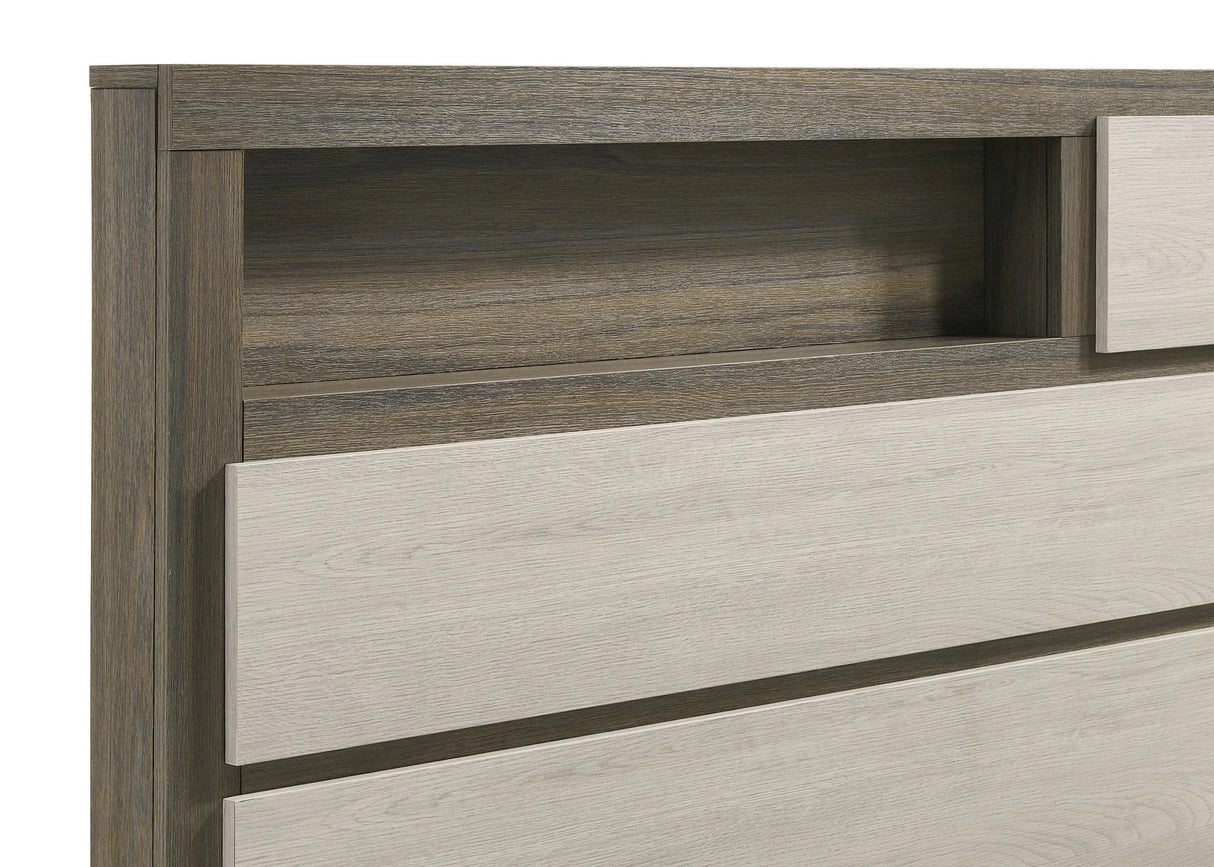 Fenwick Grey Oak Queen Bed Bookcase Headboard by Coaster at Eve Furniture