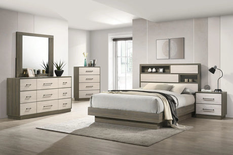 Fenwick Grey Oak Queen Bed Bookcase Headboard by Coaster at Eve Furniture