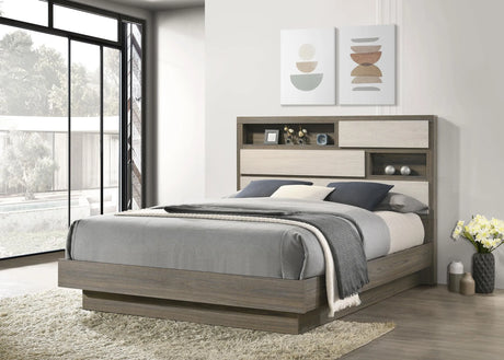 Fenwick Grey Oak Queen Bed Bookcase Headboard by Coaster at Eve Furniture
