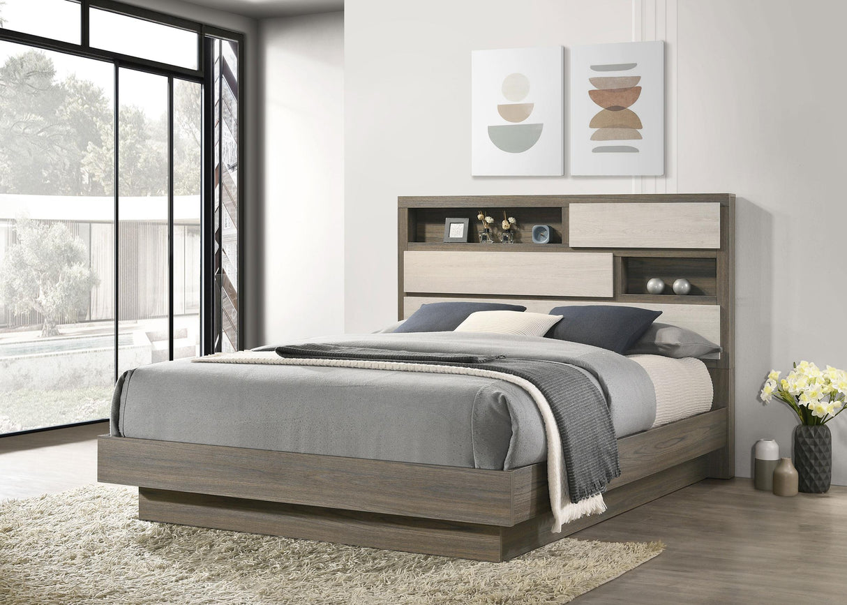 Fenwick California King Bed Bookcase Headboard Grey Oak by Coaster at Eve Furniture