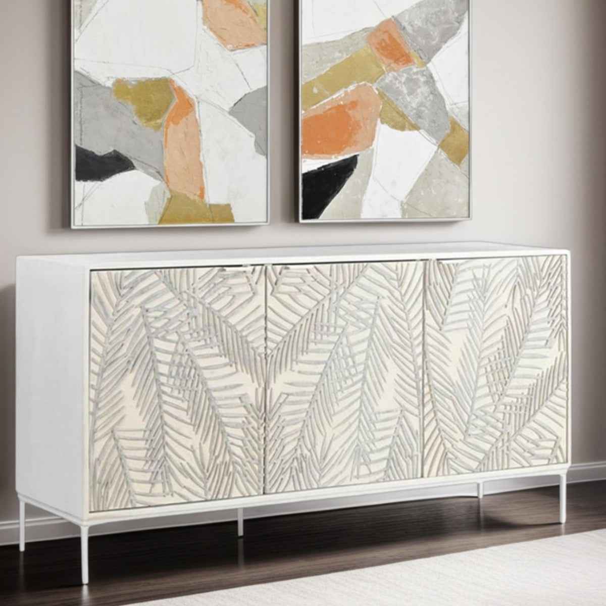 Fern 57" Sideboard with Three Doors in Coastal White by Home Trends & Design at Eve Furniture