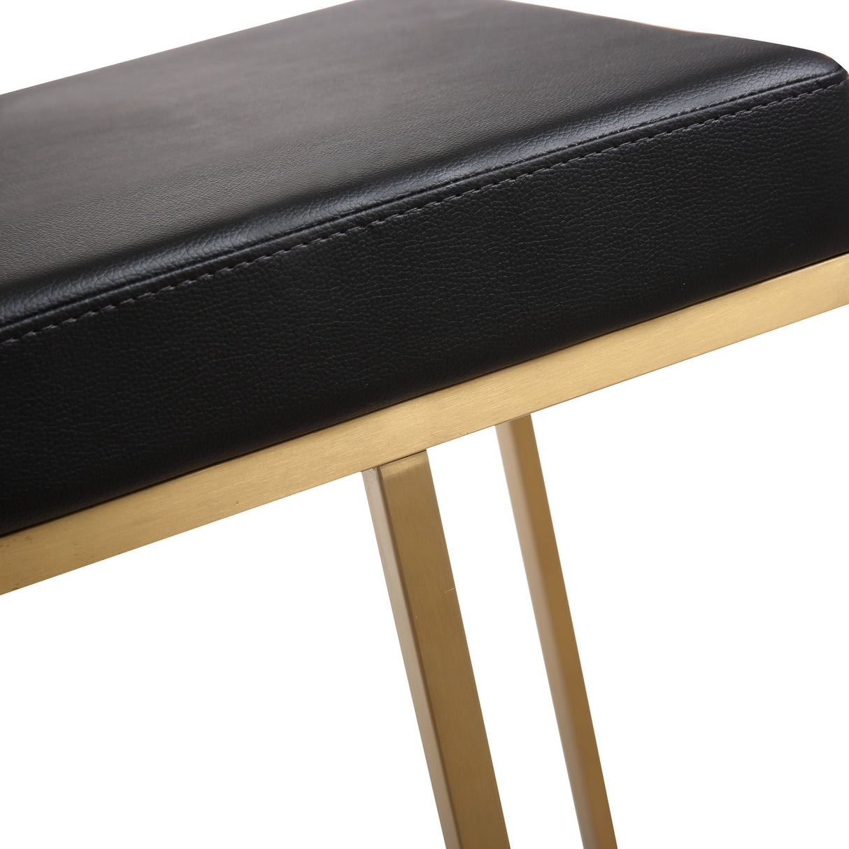Ferrara Black Performance Vegan Leather and Gold Steel Barstool - Set of 2 by TOV Furniture at Eve Furniture