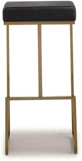 Ferrara Black Performance Vegan Leather and Gold Steel Barstool - Set of 2 by TOV Furniture at Eve Furniture