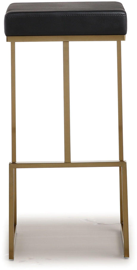 Ferrara Black Performance Vegan Leather and Gold Steel Barstool - Set of 2 by TOV Furniture at Eve Furniture