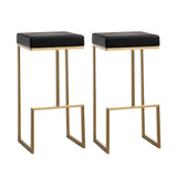 Ferrara Black Performance Vegan Leather and Gold Steel Barstool - Set of 2 by TOV Furniture at Eve Furniture