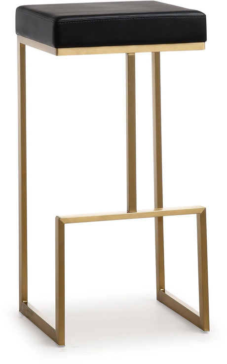 Ferrara Black Performance Vegan Leather and Gold Steel Barstool - Set of 2 by TOV Furniture at Eve Furniture