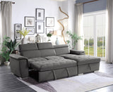 Ferriday Gray 2-Piece Sectional with Adjustable Headrests, Pull-out Bed and Right Chaise with Hidden Storage by Homelegance at Eve Furniture
