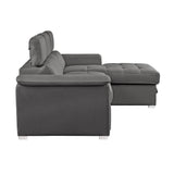 Ferriday Gray 2-Piece Sectional with Adjustable Headrests, Pull-out Bed and Right Chaise with Hidden Storage by Homelegance at Eve Furniture