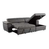 Ferriday Gray 2-Piece Sectional with Adjustable Headrests, Pull-out Bed and Right Chaise with Hidden Storage by Homelegance at Eve Furniture