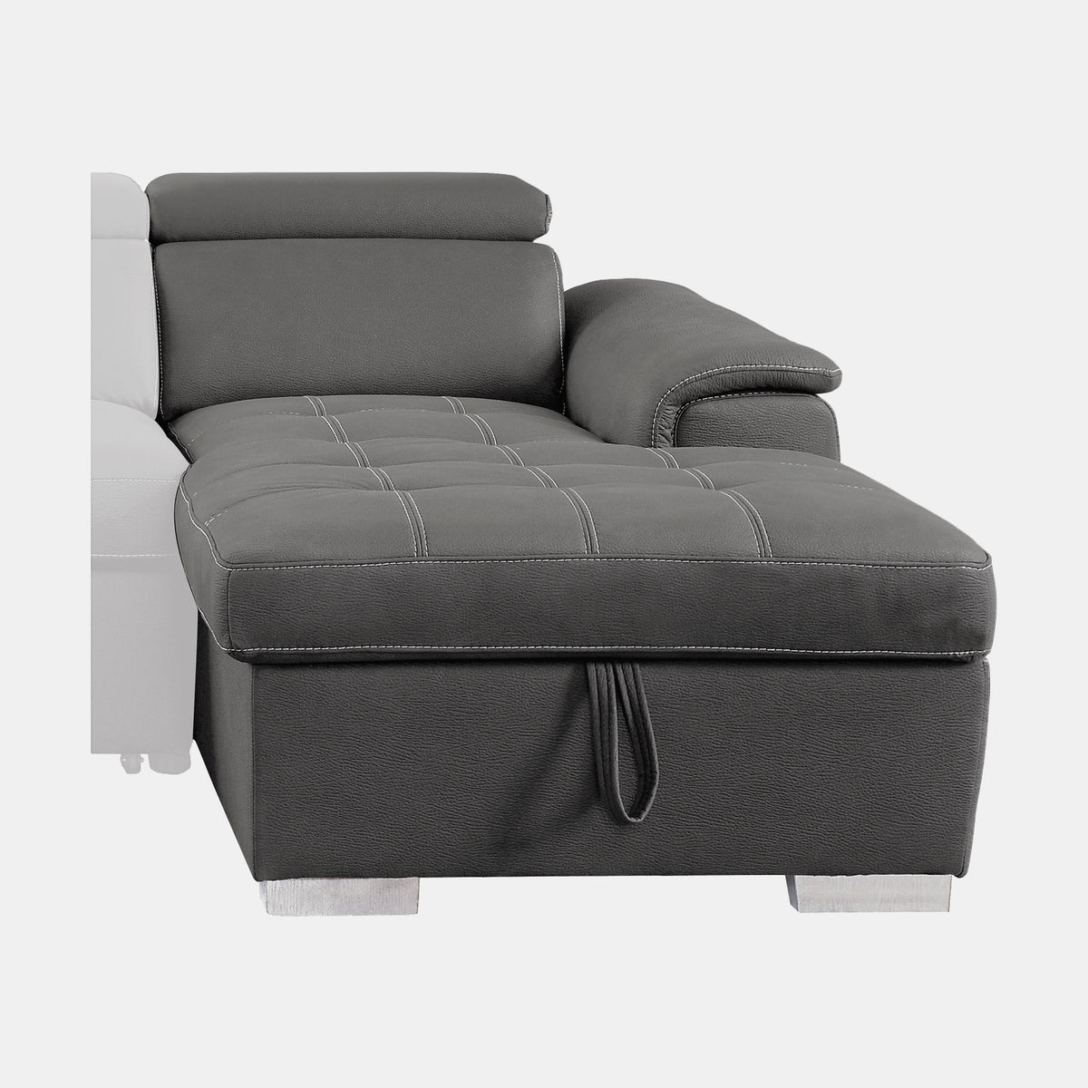 Ferriday Gray 2-Piece Sectional with Adjustable Headrests, Pull-out Bed and Right Chaise with Hidden Storage by Homelegance at Eve Furniture