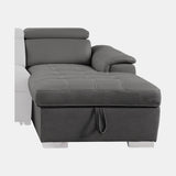 Ferriday Gray 2-Piece Sectional with Adjustable Headrests, Pull-out Bed and Right Chaise with Hidden Storage by Homelegance at Eve Furniture