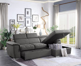 Ferriday Gray 2-Piece Sectional with Adjustable Headrests, Pull-out Bed and Right Chaise with Hidden Storage by Homelegance at Eve Furniture