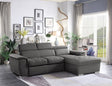 Ferriday Gray 2-Piece Sectional with Adjustable Headrests, Pull-out Bed and Right Chaise with Hidden Storage by Homelegance at Eve Furniture