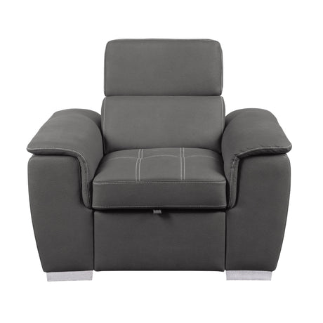 Ferriday Gray Chair with Pull-out Ottoman by Homelegance at Eve Furniture