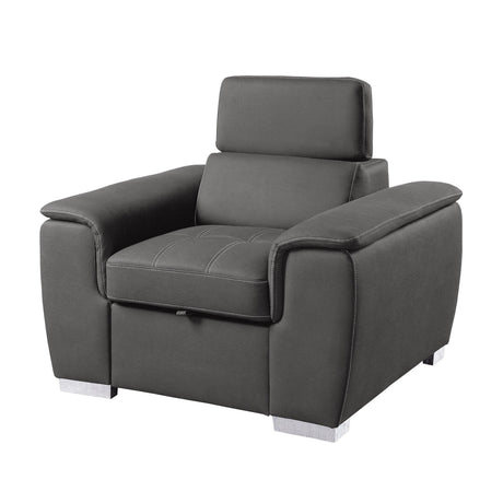 Ferriday Gray Chair with Pull-out Ottoman by Homelegance at Eve Furniture