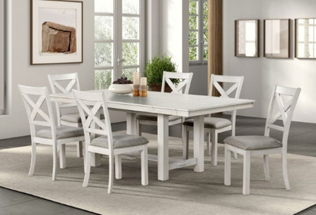 Ferrone Rustic White Oak 7-Piece Dining Table Set by Furniture of America at Eve Furniture