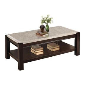 Festus Dark Cherry Marble-Top Cocktail Table by Homelegance at Eve Furniture