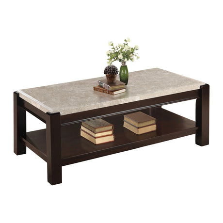 Festus Dark Cherry Marble-Top Cocktail Table by Homelegance at Eve Furniture