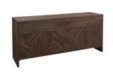Fevano Four Door Two Drawer Solid Wood Sideboard in Smoked Brown by Modus Furniture at Eve Furniture