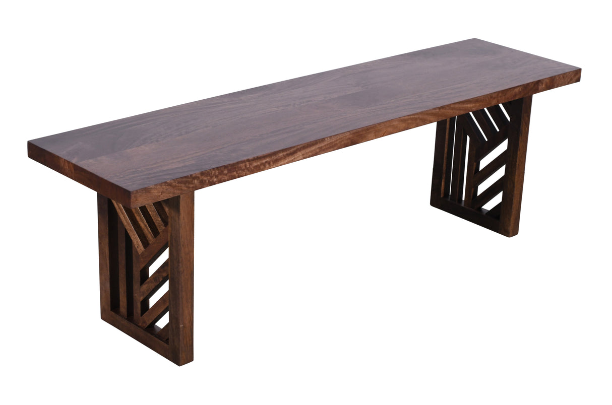 Fevano Solid Wood Dining Bench in Smoked Brown by Modus Furniture at Eve Furniture